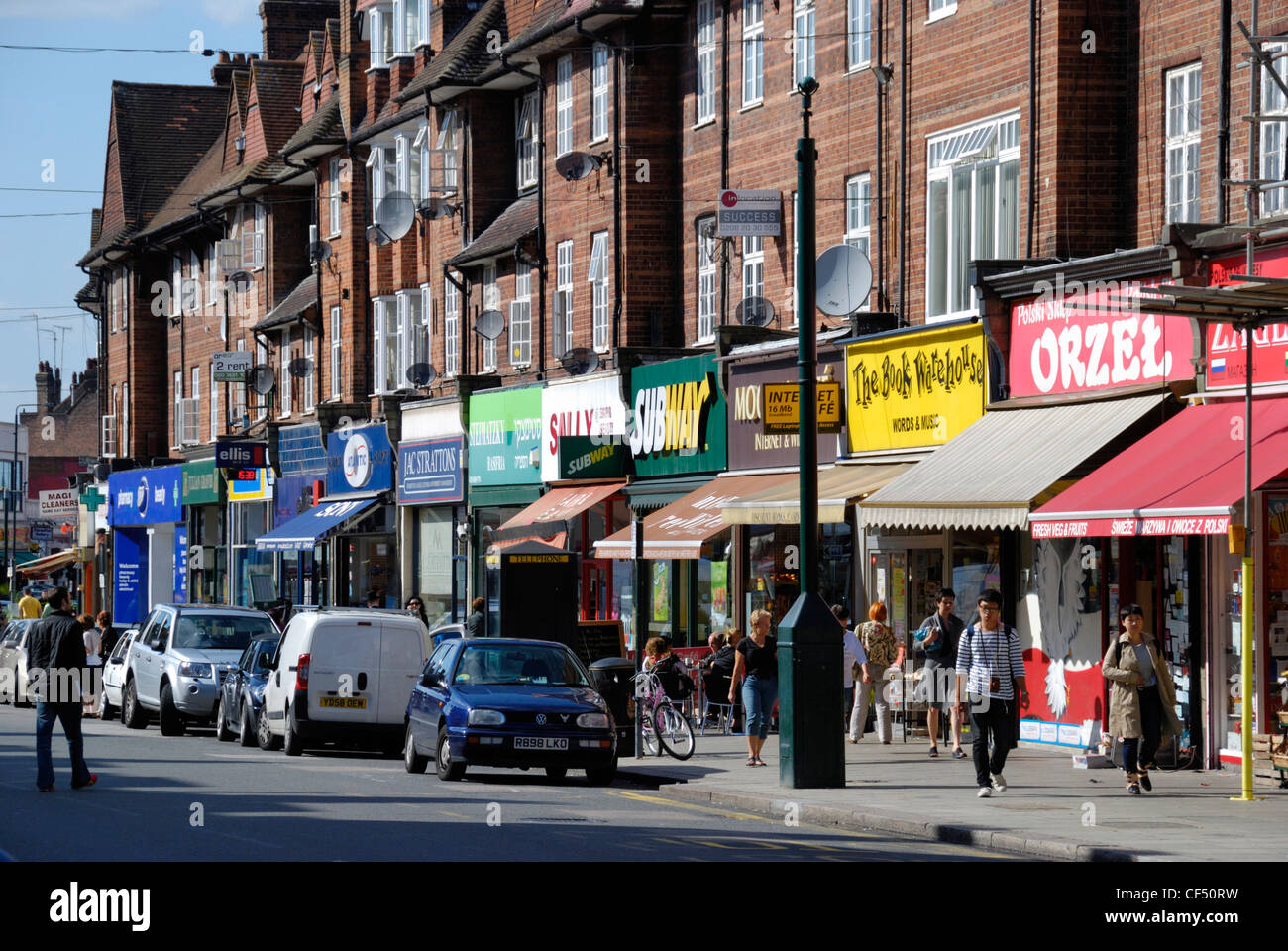 A variety of shopfronts on Golders Green Road Stock Photo Alamy
