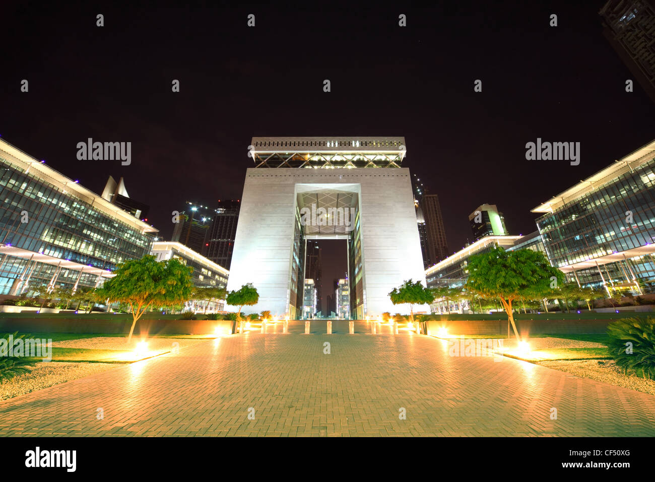 DUBAI APRIL 18:The Gate main building Dubai International Financial Centre world's fastest growing international financial Stock Photo