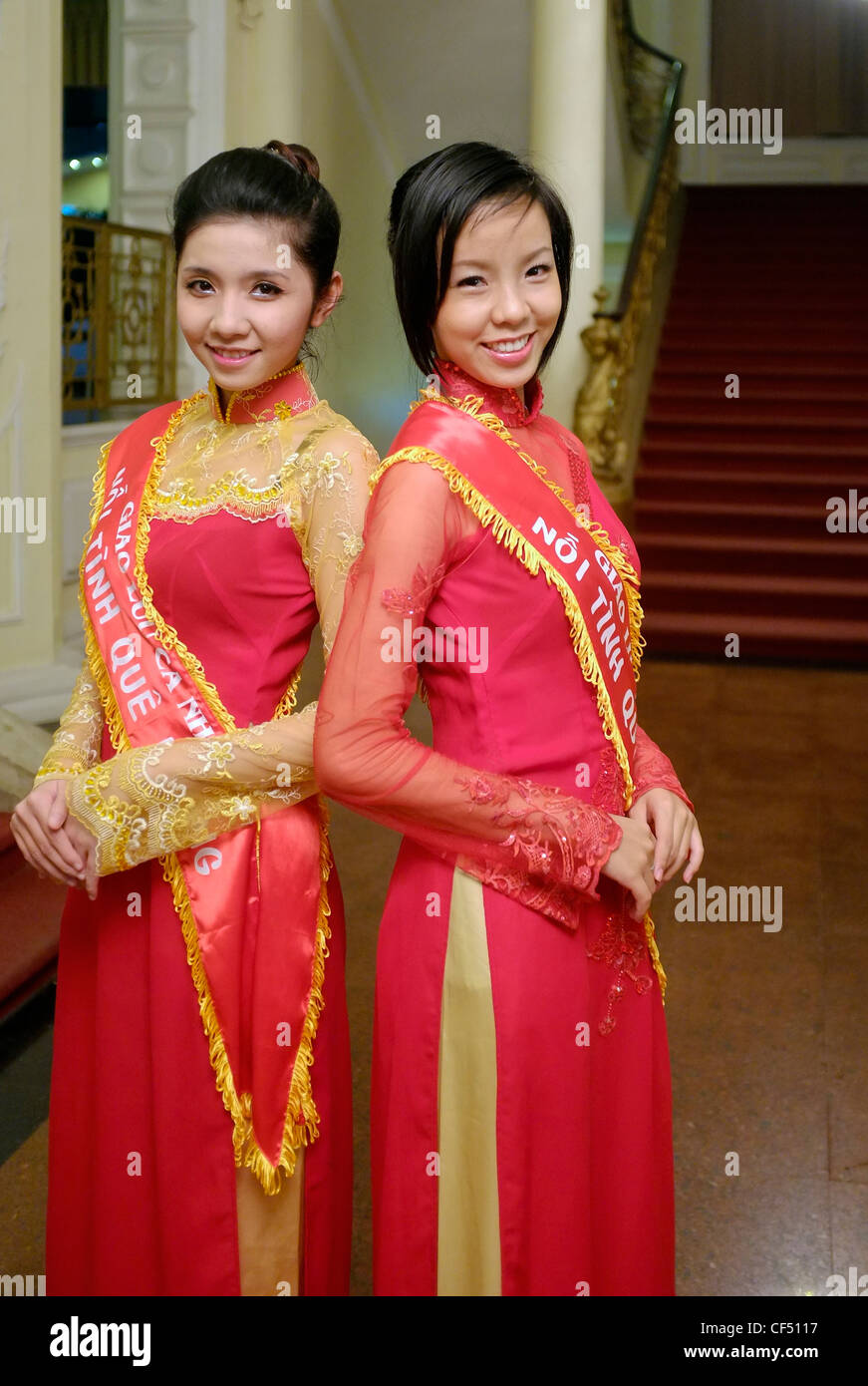 Hostesses, Opera house, Ho Chi Minh City, Vietnam Stock Photo