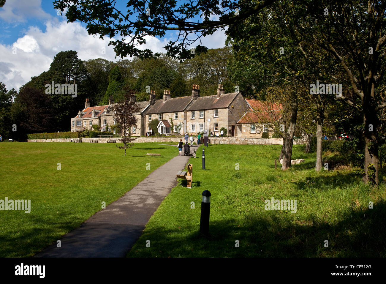 Tourists visiting The Moors National Park Centre near Danby in the Esk Valley. Stock Photo