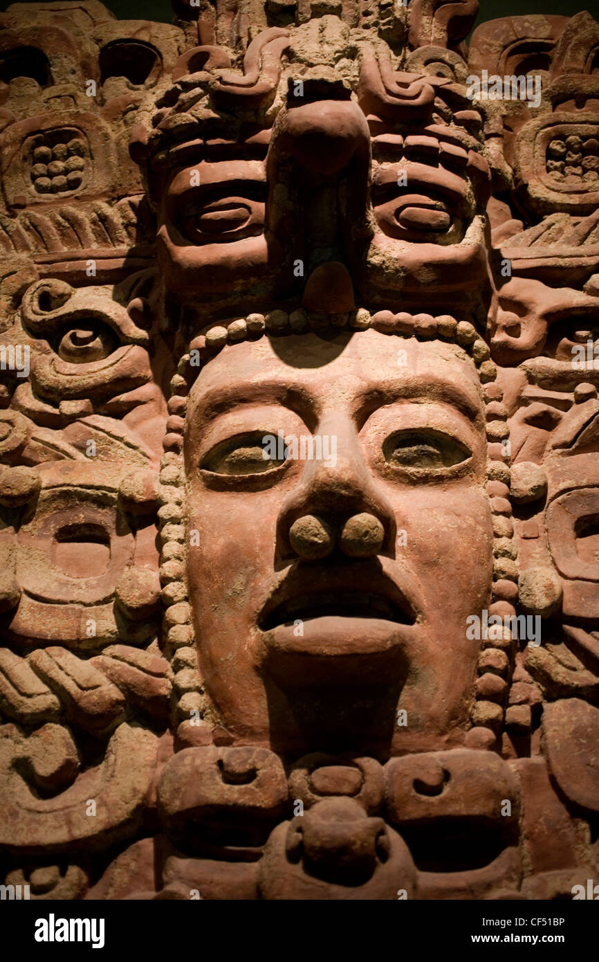 Detail of a Mayan plaster frieze in the National Museum of Anthropology ...