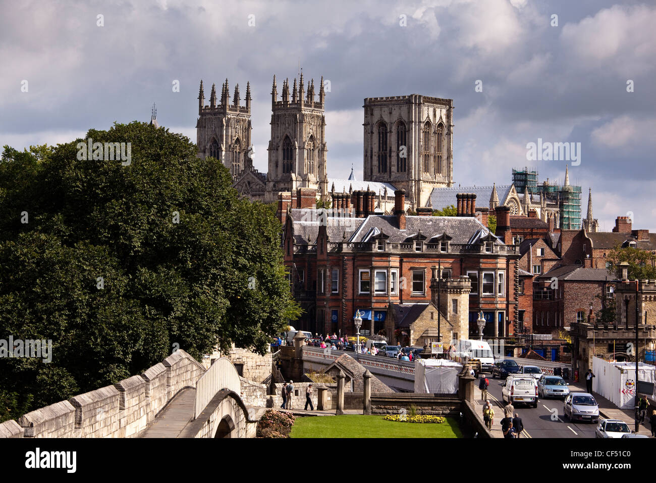 York Minster viewed from the City Walls at Station Road. Stock Photo
