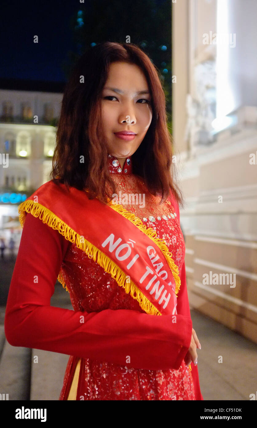 Hostess, Opera house, Ho Chi Minh City, Vietnam Stock Photo