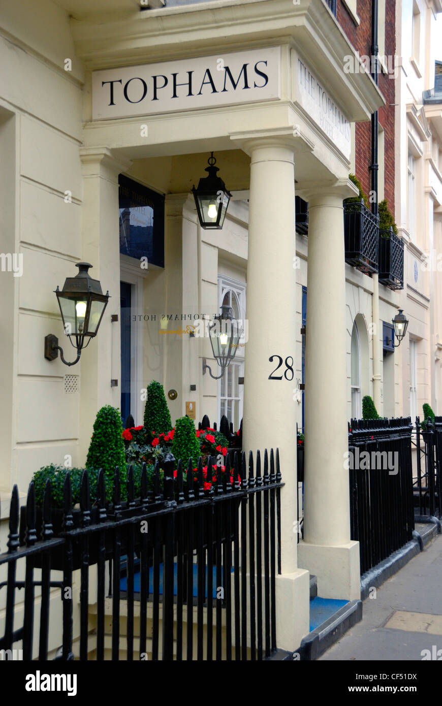 Tophams Hotel, a luxury boutique London hotel in Ebury Street. Stock Photo