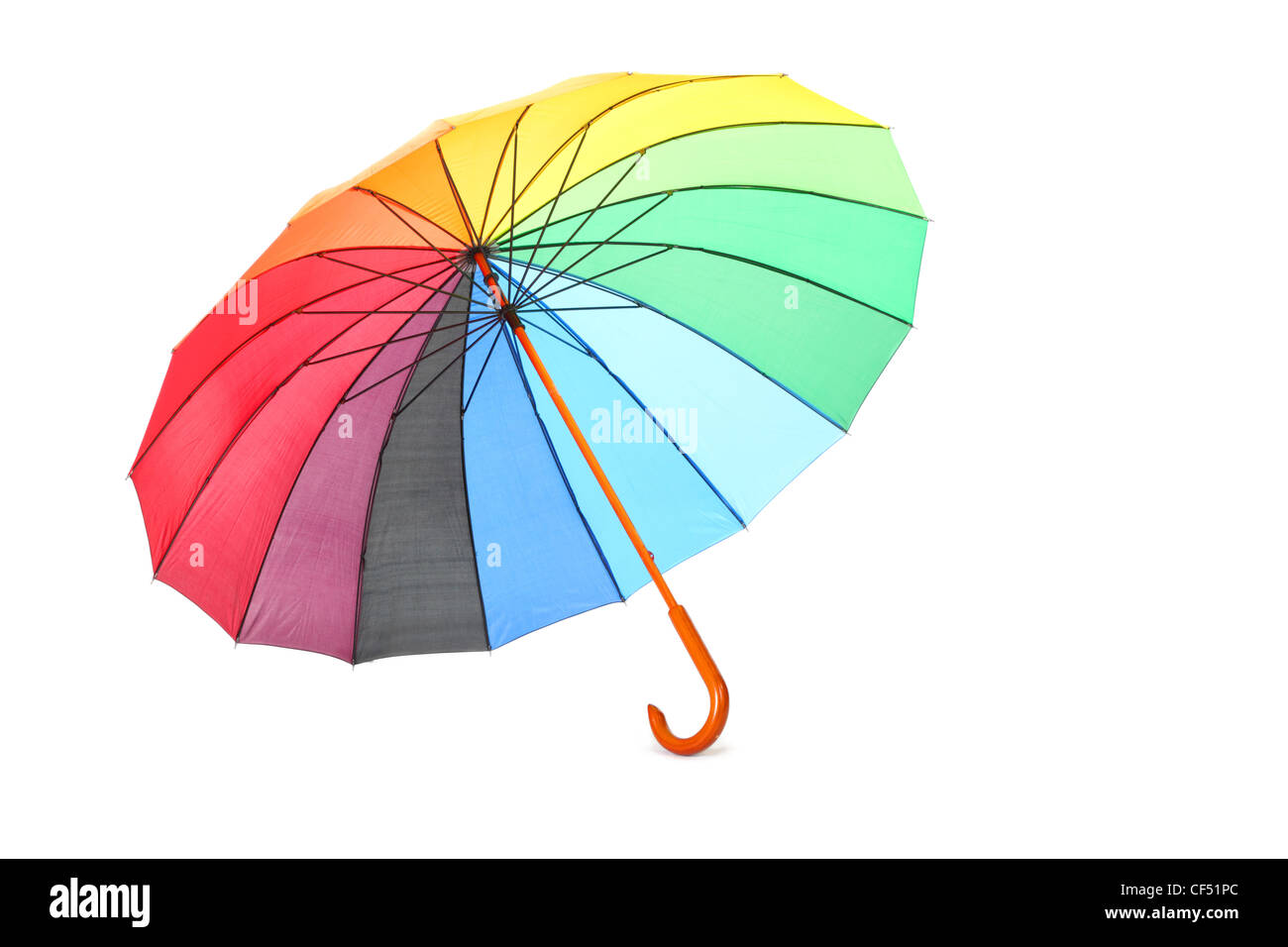 single colored umbrella is lying on a floor. isolated Stock Photo Alamy