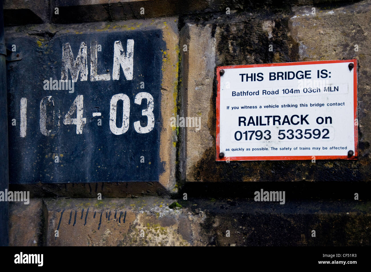 Bridge identification number MLN 10403 at Bathford Stock Photo Alamy
