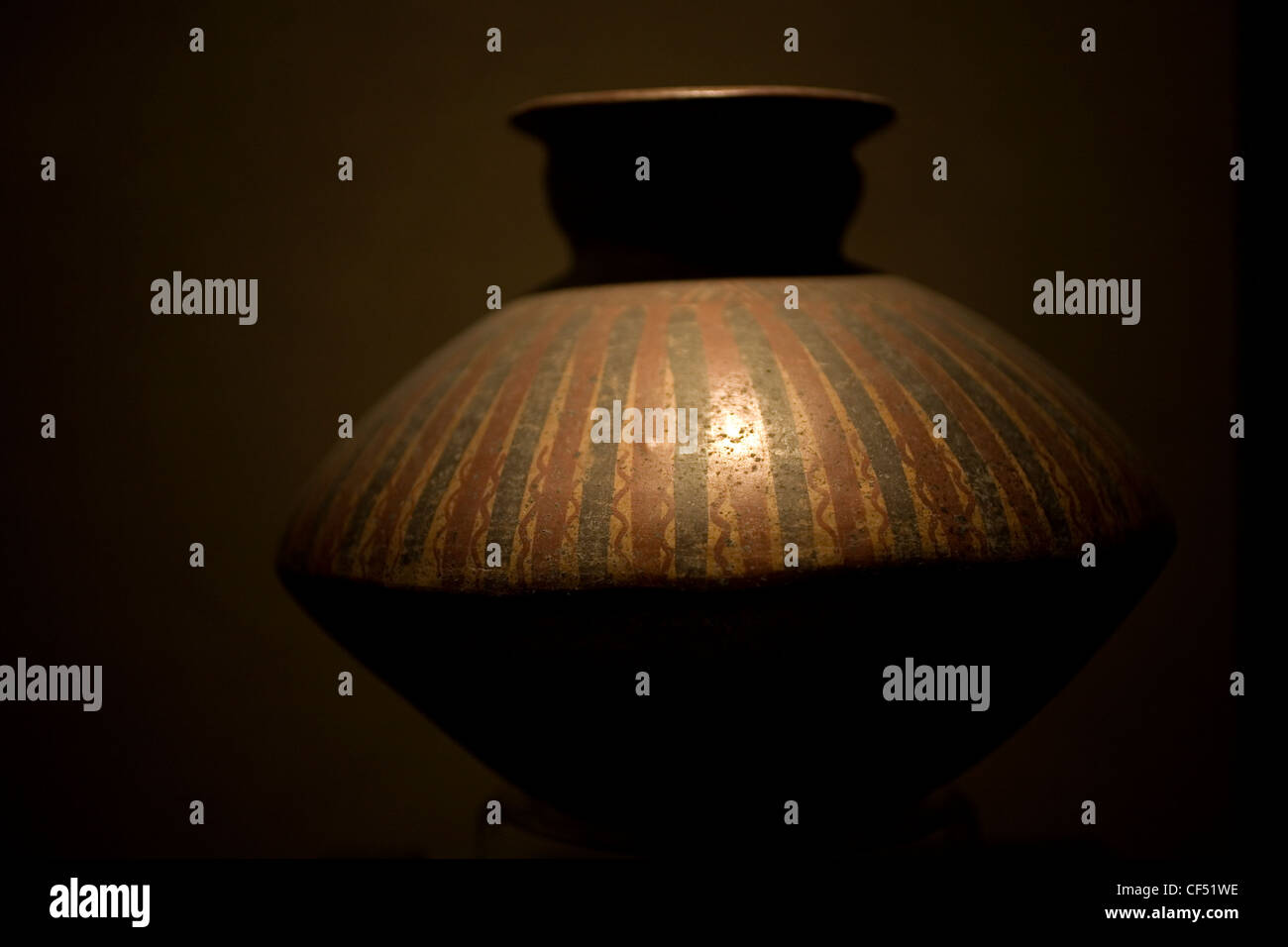 A ceramic vessel is displayed in the National Museum of Anthropology in Mexico City Stock Photo