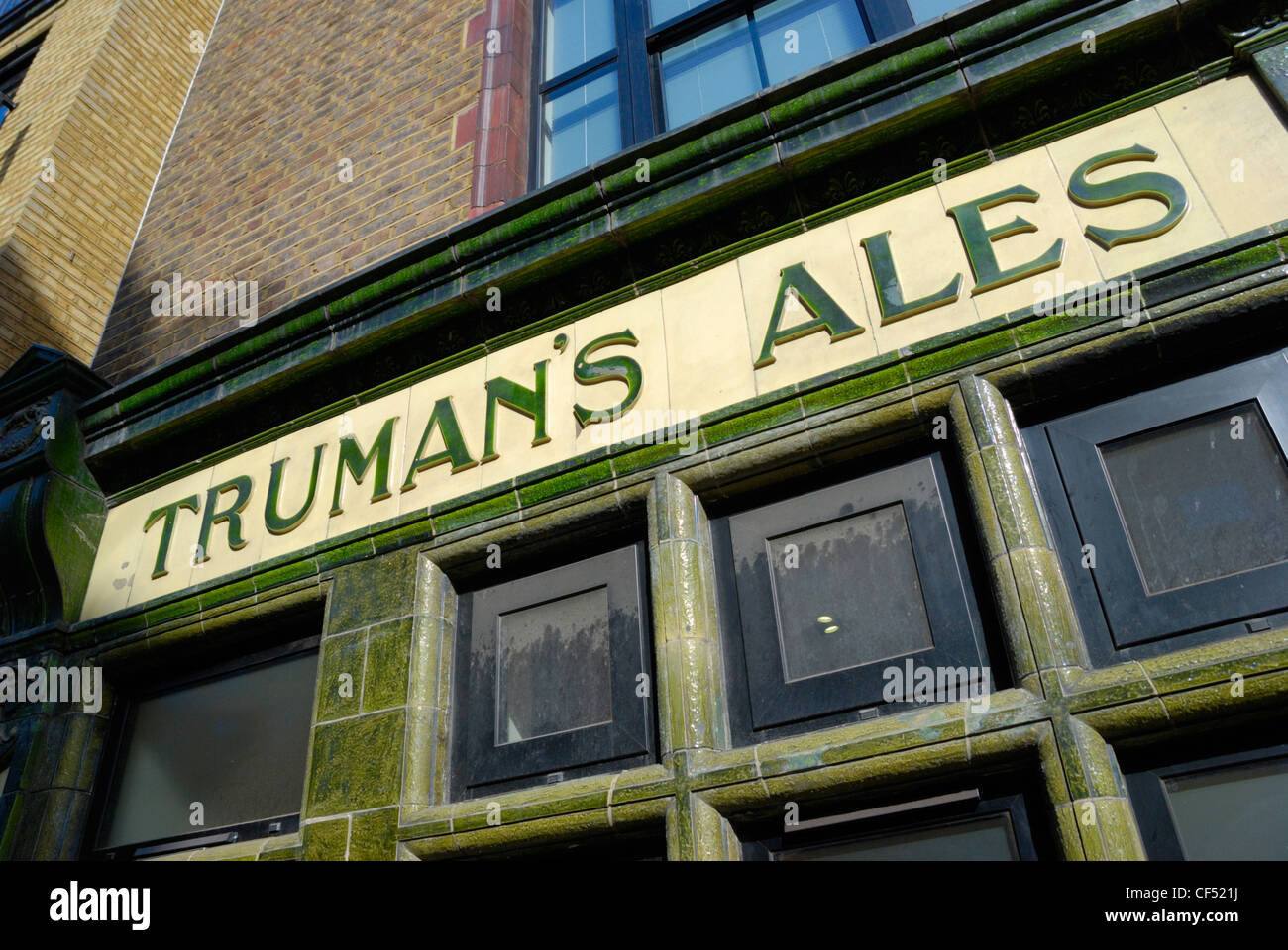 Truman's Ales sign outside a pub. Stock Photo