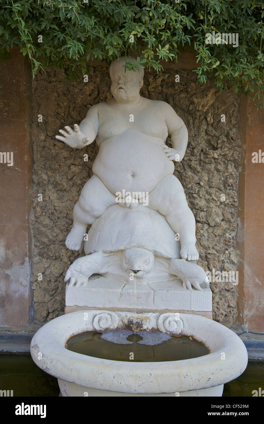 Statue of Braccio di Bartolo, or Nano Morgante, riding a turtle, by Valerio Cioli, 1560, Boboli Gardens, Florence, Italy Stock Photo
