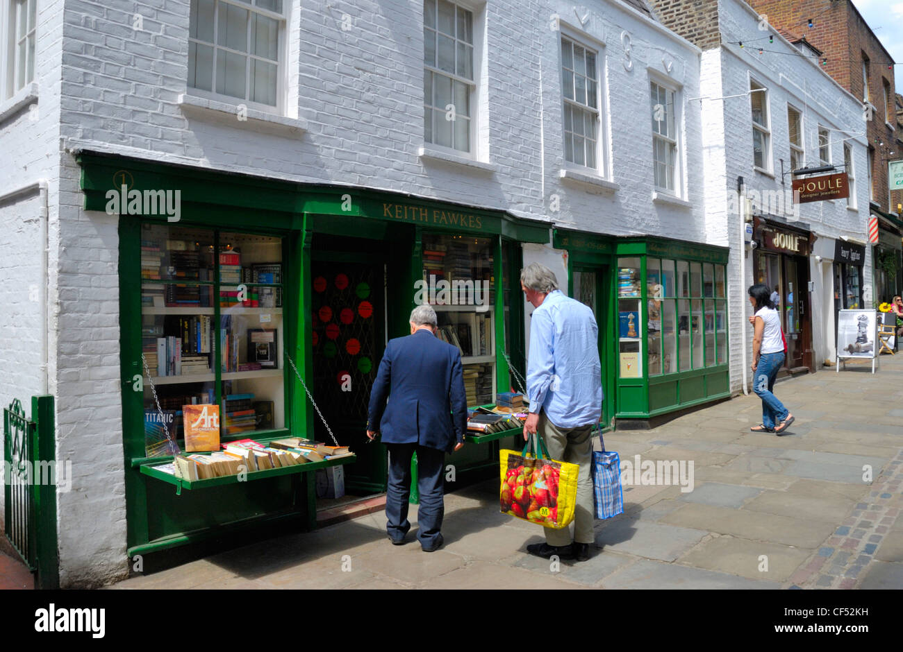 Keith Fawkes rare and second hand booksellers in Flask Walk. Stock Photo