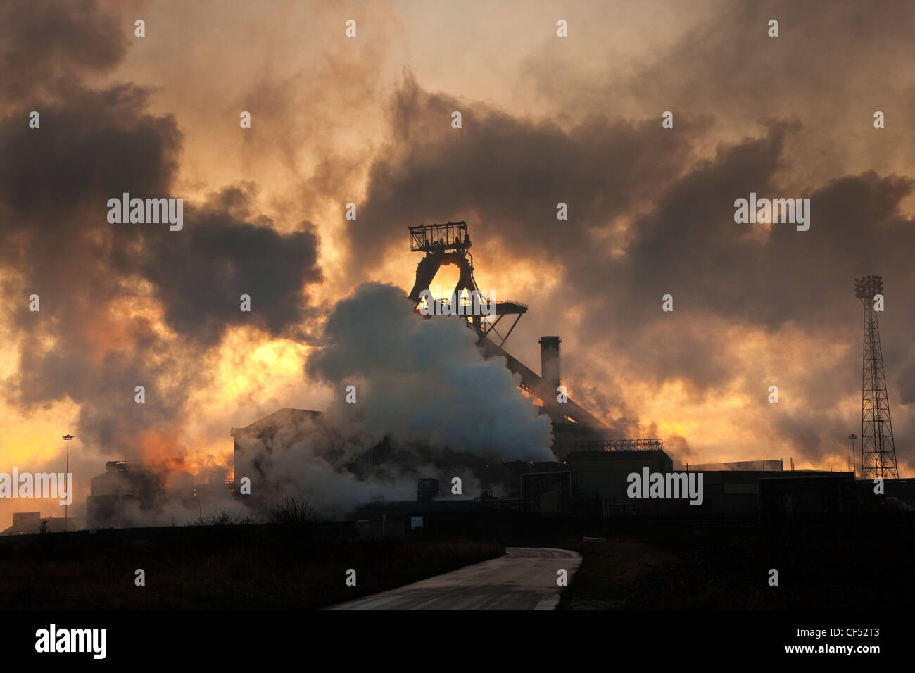 The Blast Furnace at Redcar, one of the largest in Europe, at dawn. Stock Photo