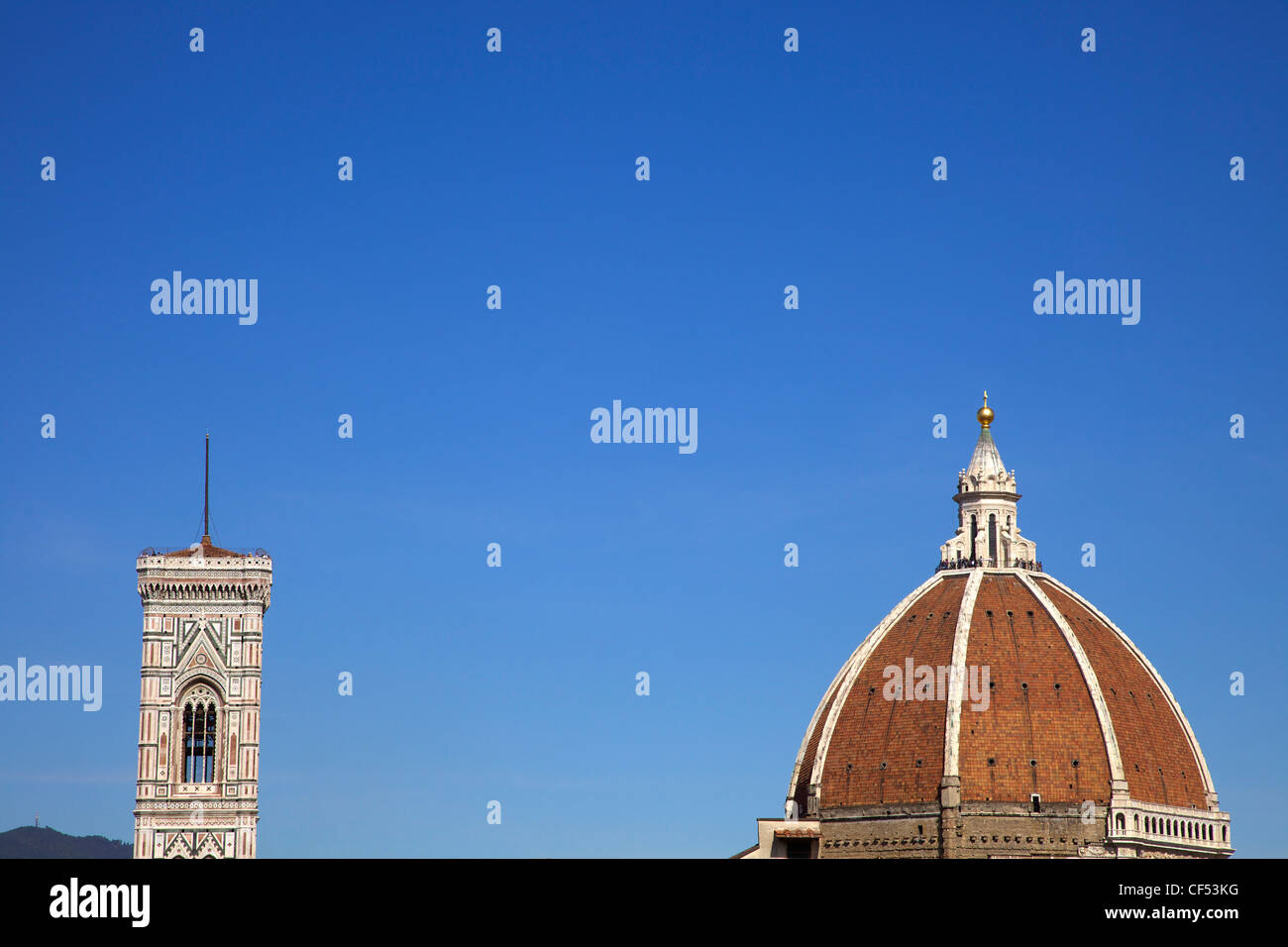 Giotto's Campanile and the dome of Brunelleschi, Duomo, Florence, Tuscany, Italy, Europe Stock Photo