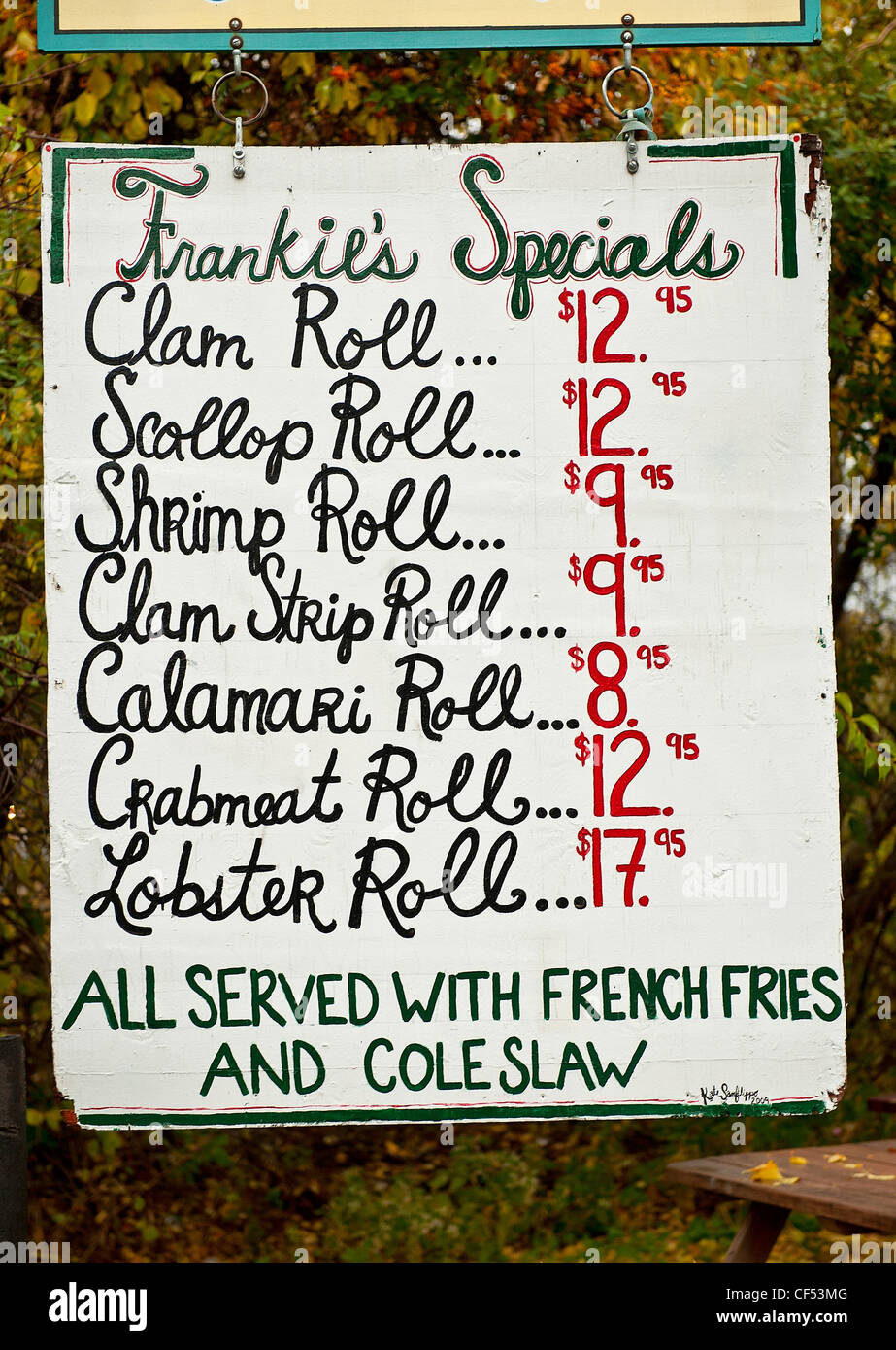 Seafood shack menu. Stock Photo