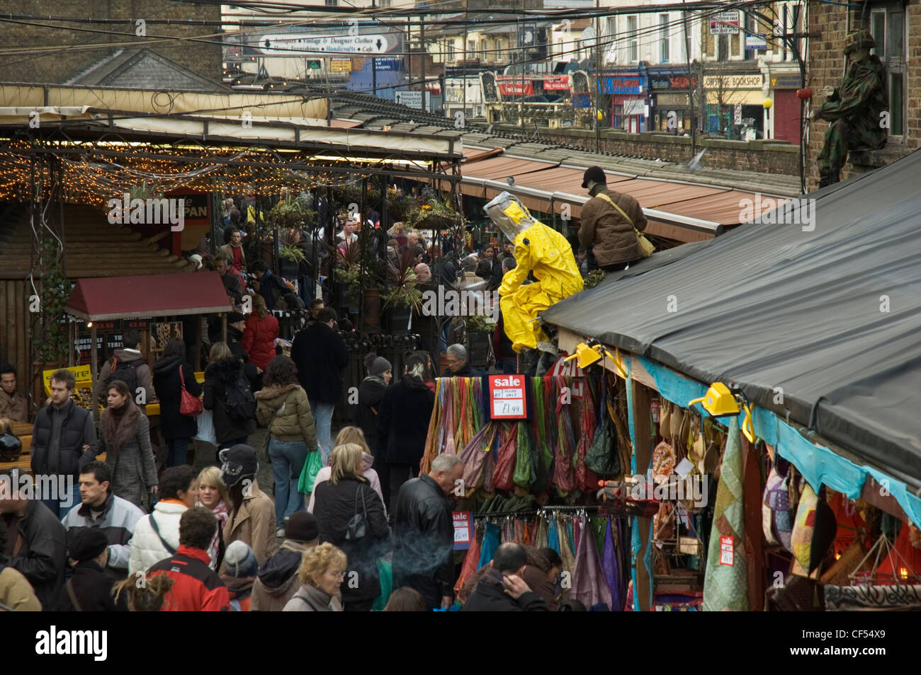Overlooking crowds at Stables Market in Chalk Farm Road. Stock Photo