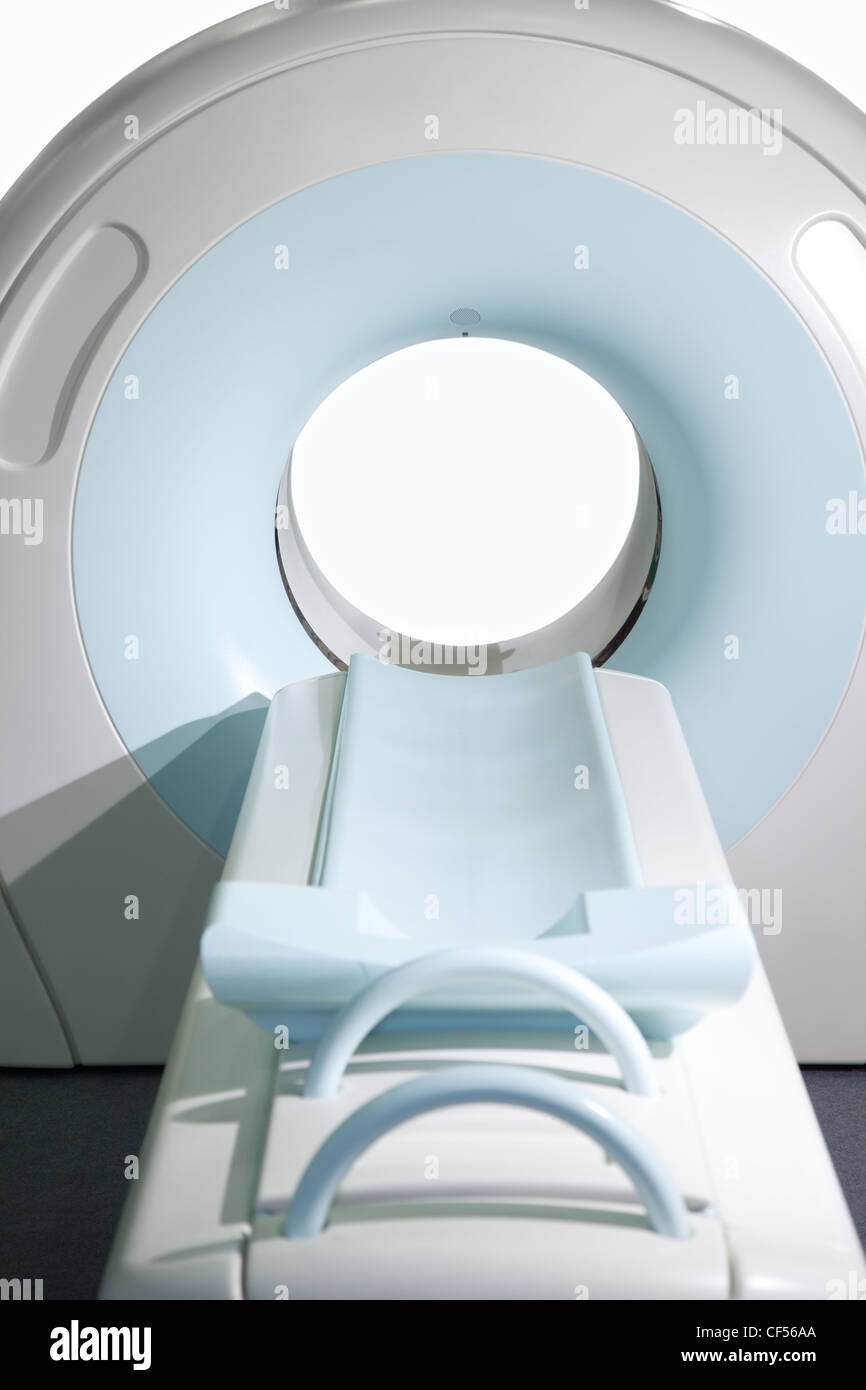 Complete CAT Scan System in a Hospital Environment. Magnetic resonance imaging scan. Stock Photo