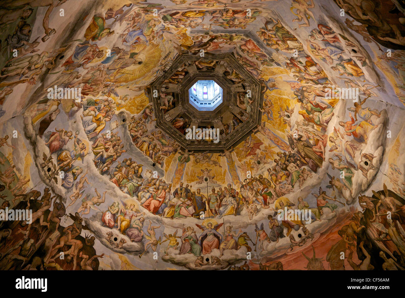 Last Judgement frescoes of the dome of Brunelleschi, by Vasari and Zuccari, Florence, Tuscany, Italy, Europe Stock Photo
