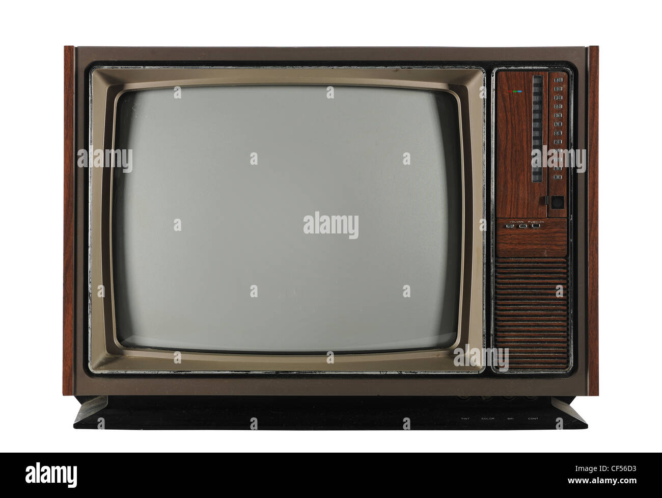 Old Vintage Television isolated on a white background and with Clipping path Stock Photo
