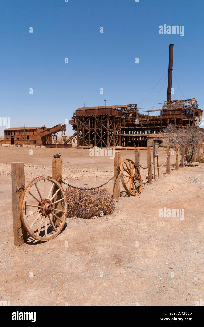 Humberstone and Santa Laura saltpeter works (UNESCO world heritage), Chile, old ghost mining town and factory (Atacama desert) Stock Photo