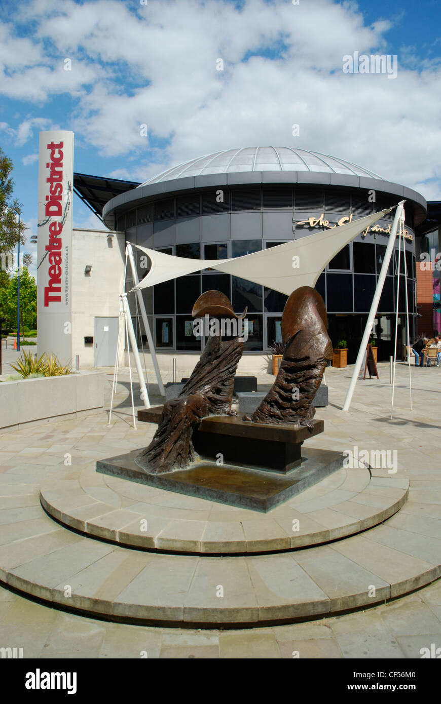 Sculptures at the front of the Milton Keynes theatre district Stock ...