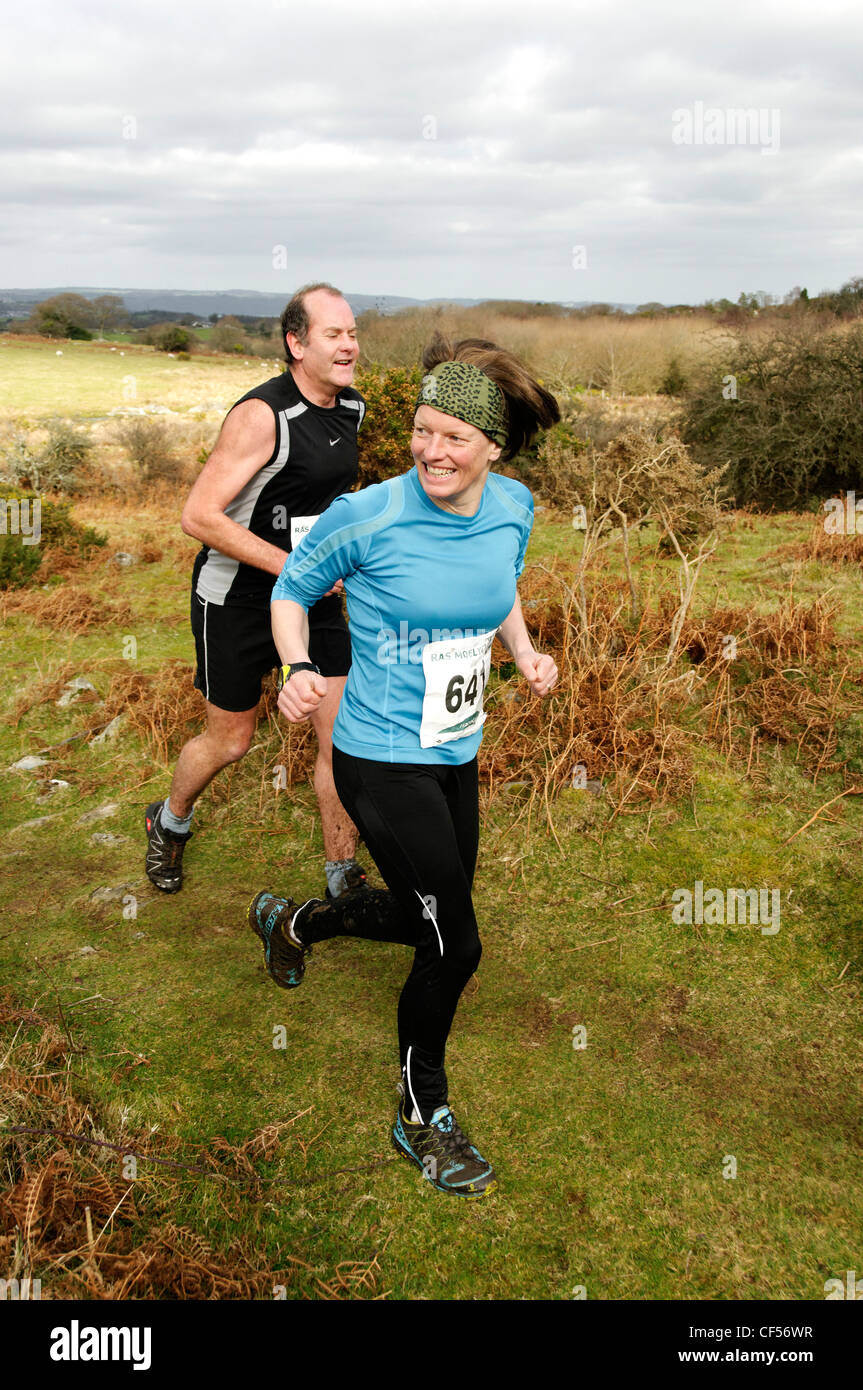 Fell runners in the Moel y Ci Fell Race Snowdonia Stock Photo