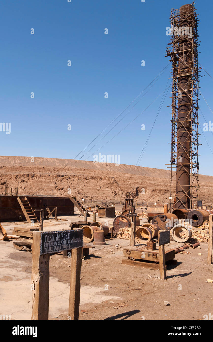 Humberstone saltpeter works (UNESCO world heritage), Chile, old ghost mining town and factory (Atacama desert) Stock Photo