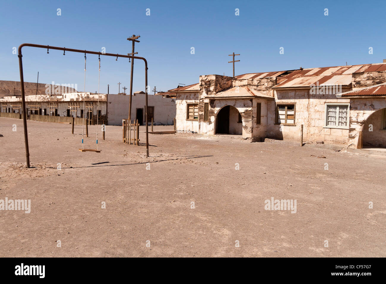 Humberstone saltpeter works (UNESCO world heritage), Chile, old ghost mining town and factory (Atacama desert) Stock Photo