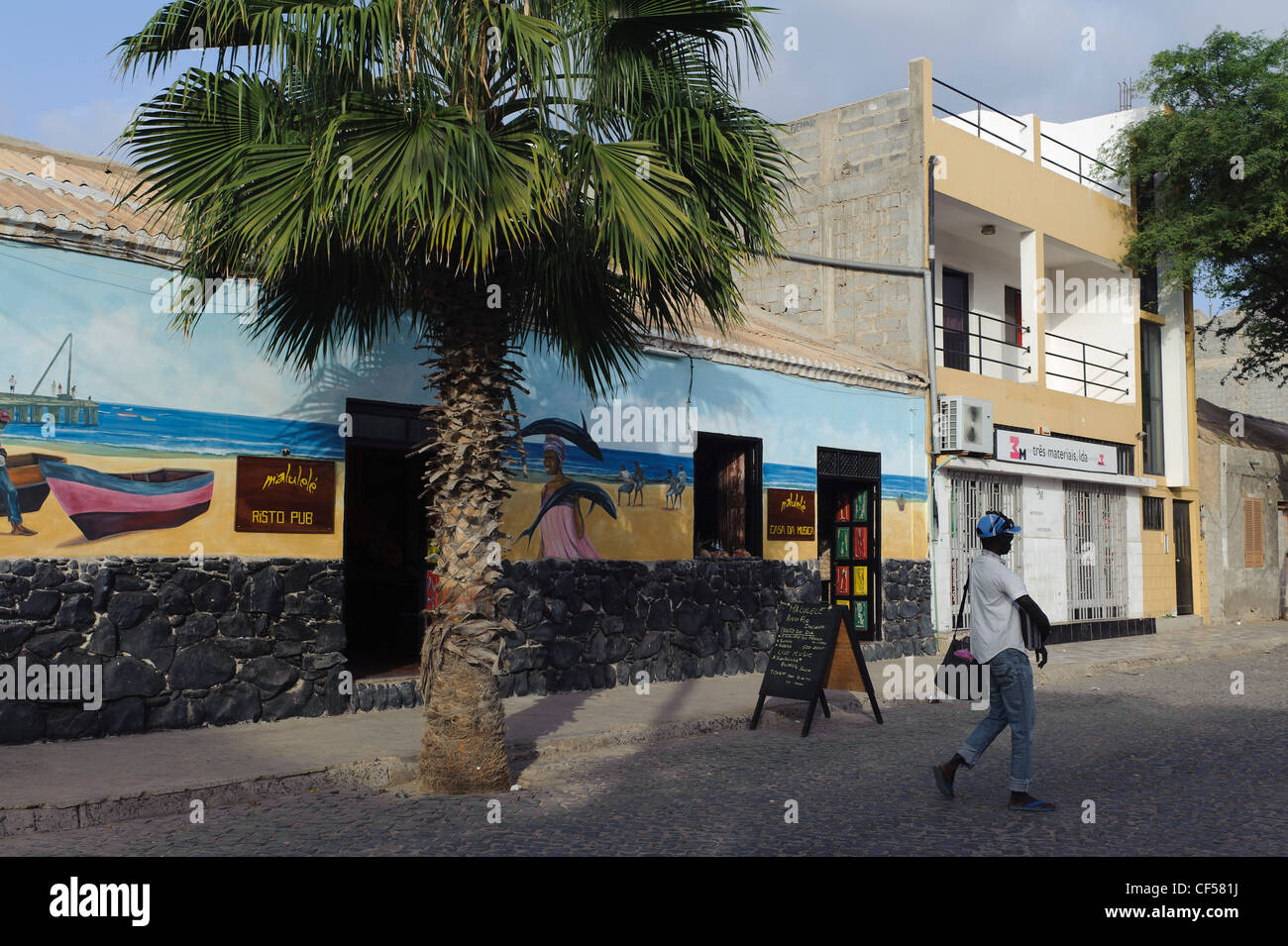 Bar in Santa Maria, Island Sal, Cape Verde Islands, Africa Stock Photo