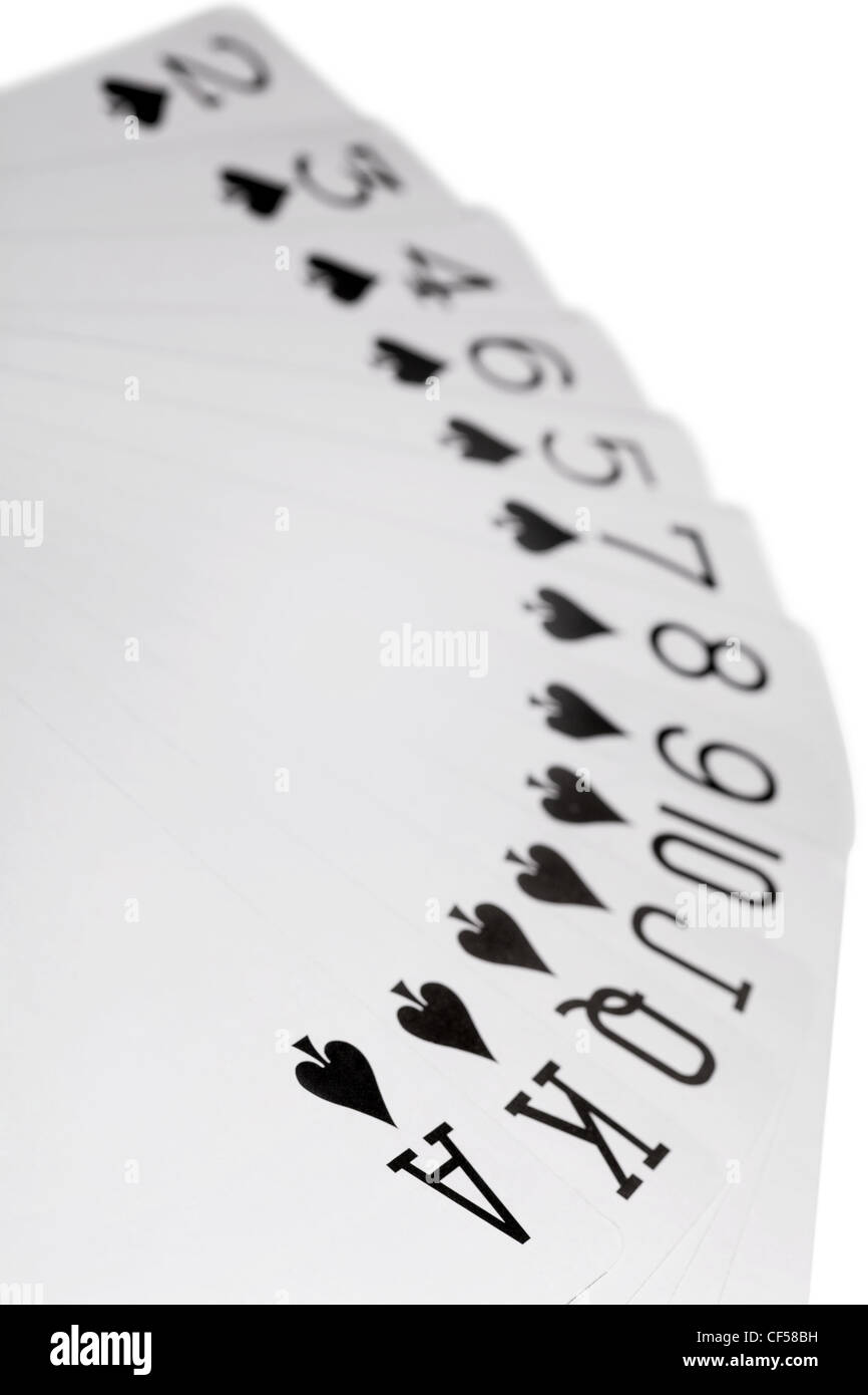 playing cards of colour of Spade isolated on white background, deal on