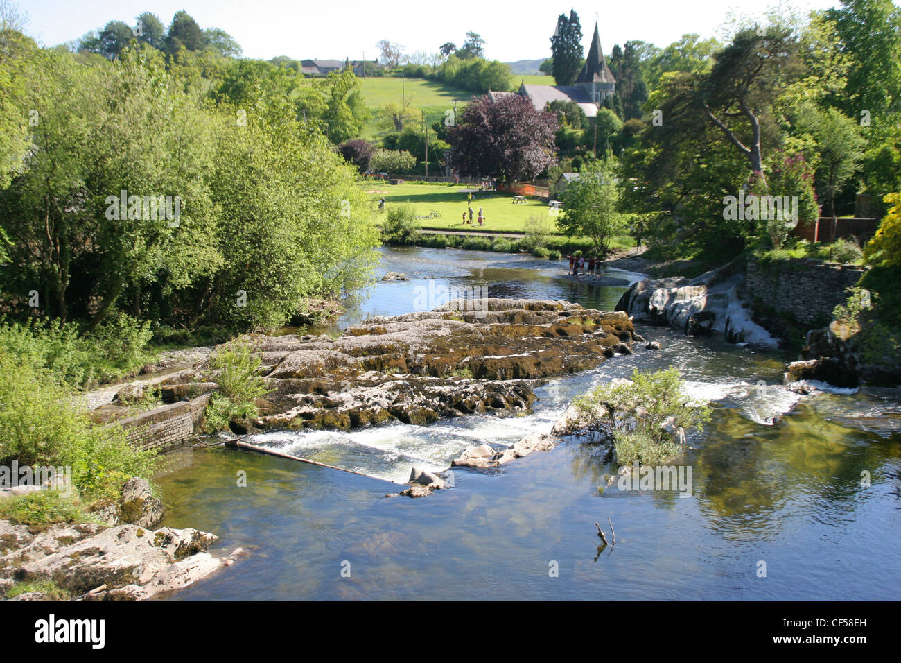 River Wye falls and salmon ladder Rhayader Powys Wales UK Stock Photo Alamy