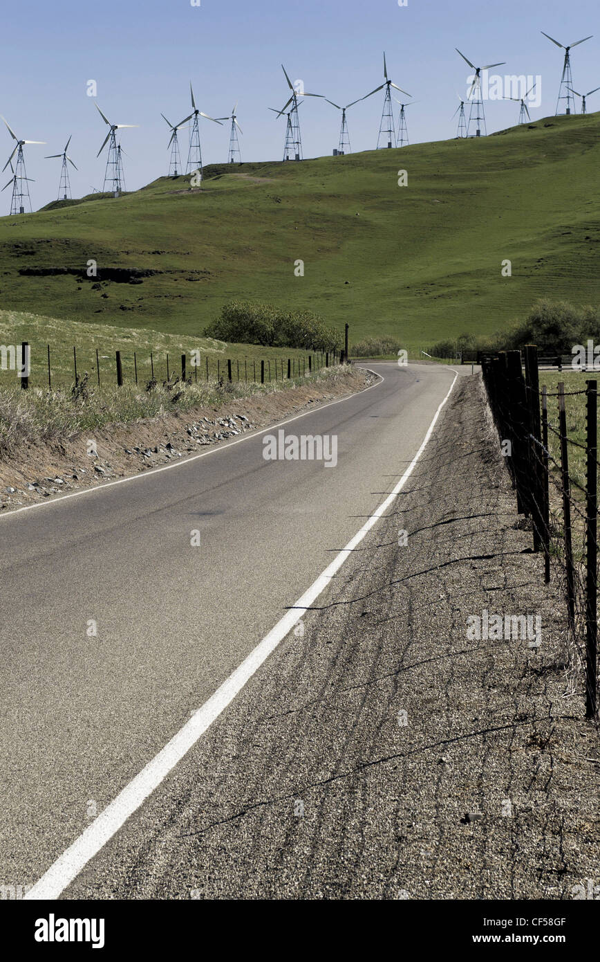 United States, California, Livermore, View of Altamont Pass with wind