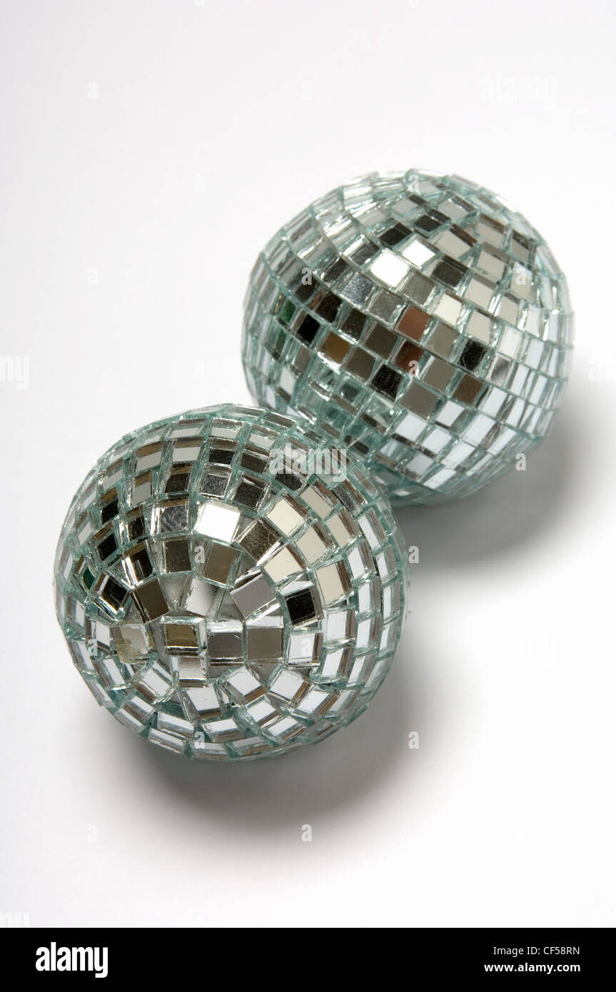 Two mirror ball baubles Stock Photo Alamy
