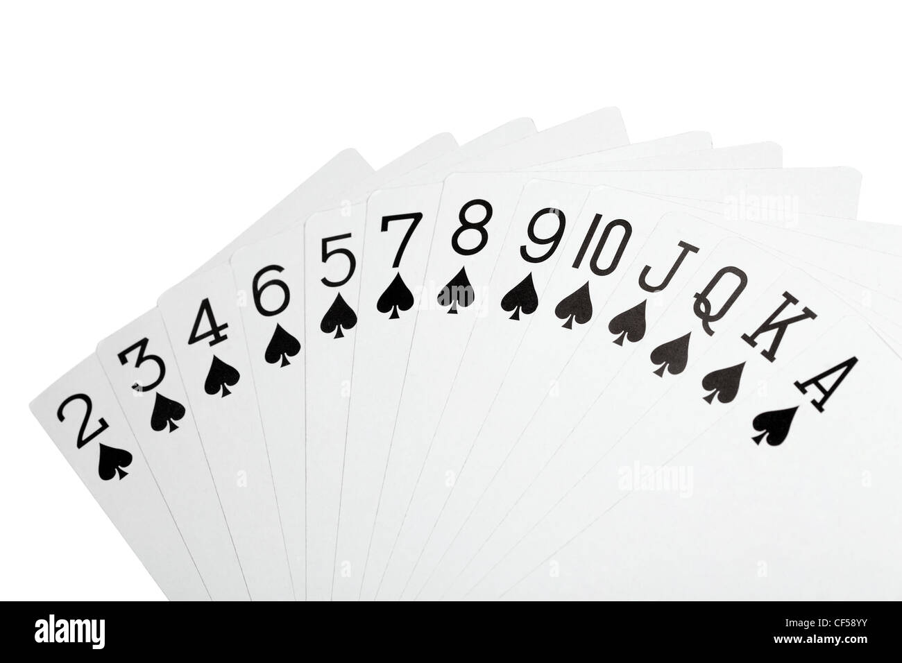 playing cards of colour of Spade isolated on white background, deal on