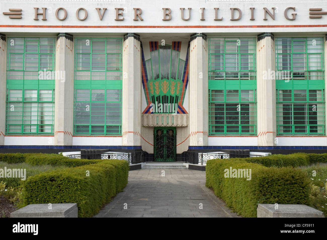 The front of the Hoover building which is a former factory currently being used as a Tesco supermarket. Stock Photo