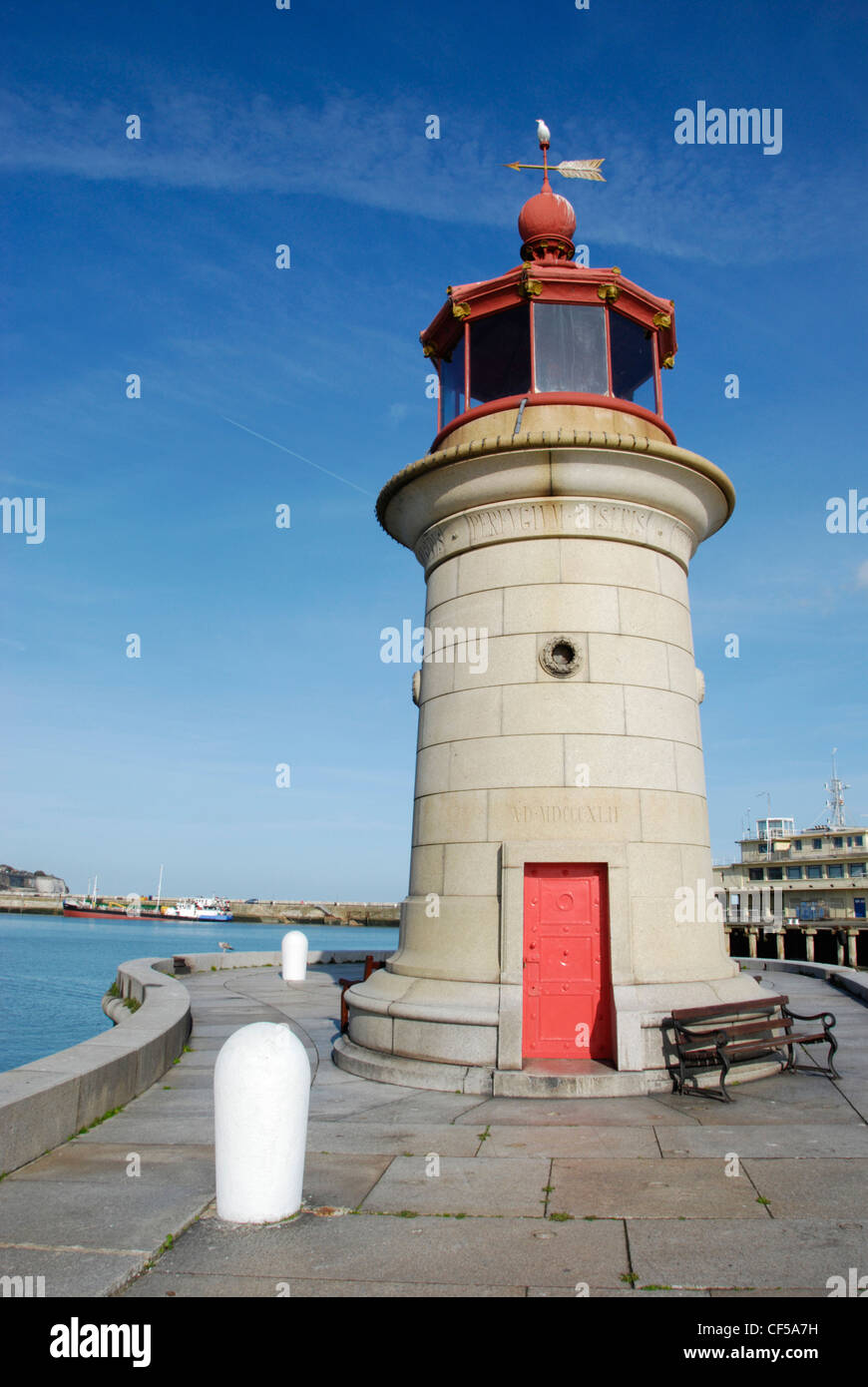 The small lighthouse at Ramsgate Royal Harbour. Stock Photo