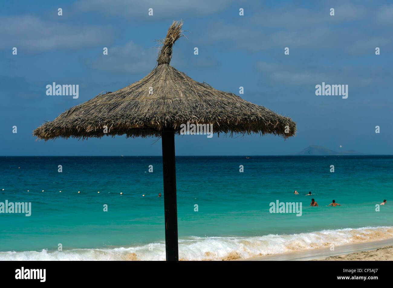 Beach near  Riu-Hotel, Santa Maria, Island Sal, Cape Verde Islands, Africa Stock Photo