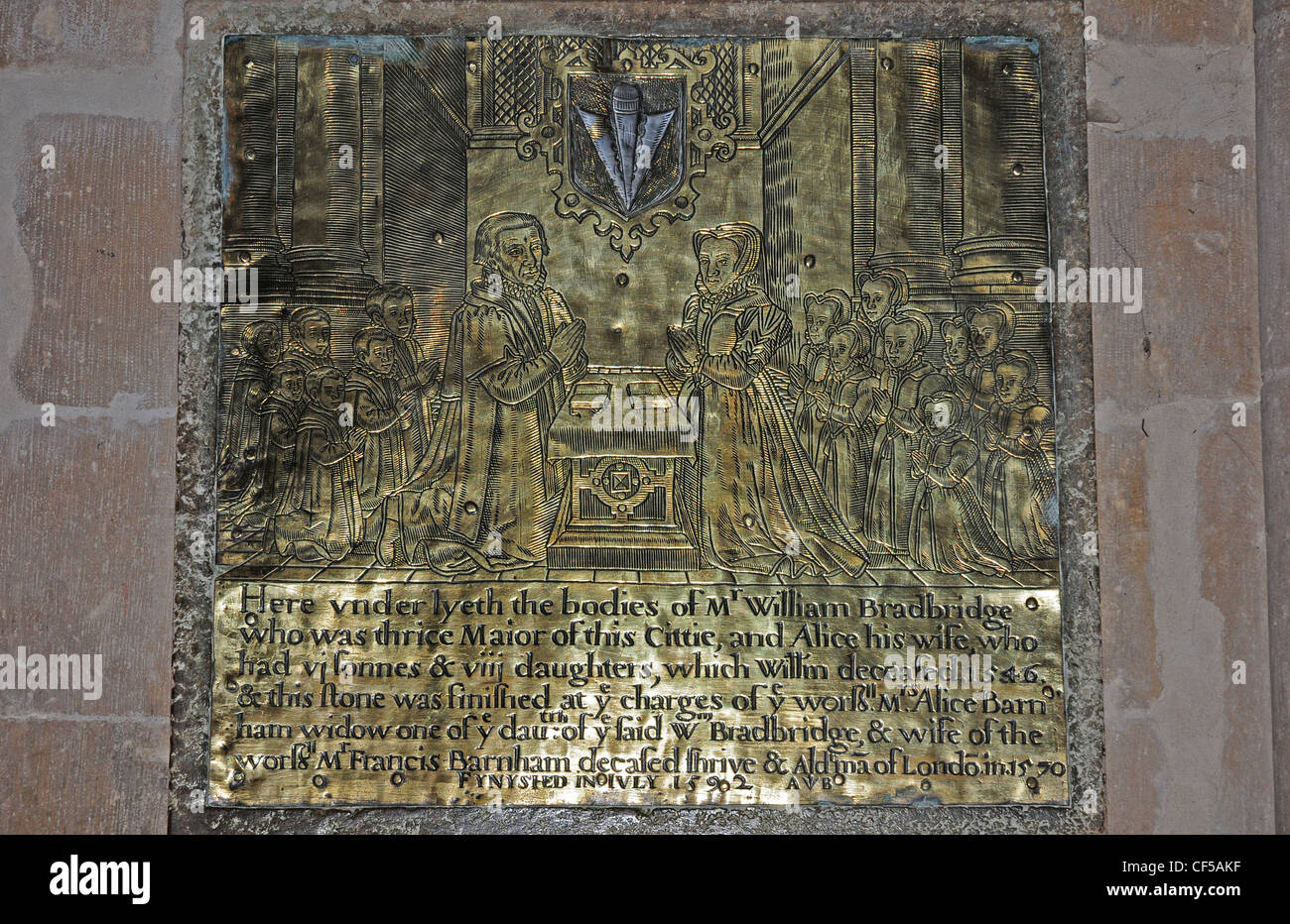 Memorial tablet for William Bradbridge Mayor of the City of Chichester Stock Photo