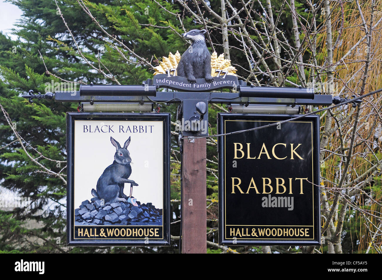Sign for The Black Rabbit Public House Arundel Stock Photo