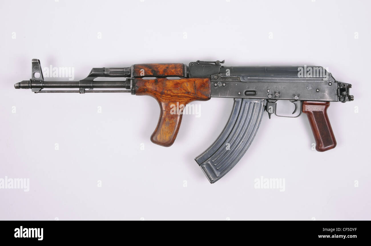The Romanian side folding AKMS was designated the Pistol Mitraliera 90 PM90 Stock Photo