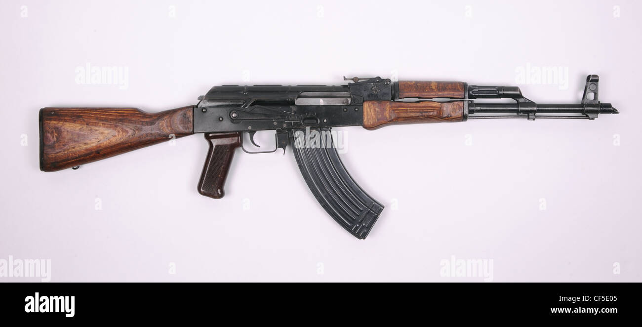 The ubiquitous Russian AKM. Fourth pattern stamped receiver model. Stock Photo