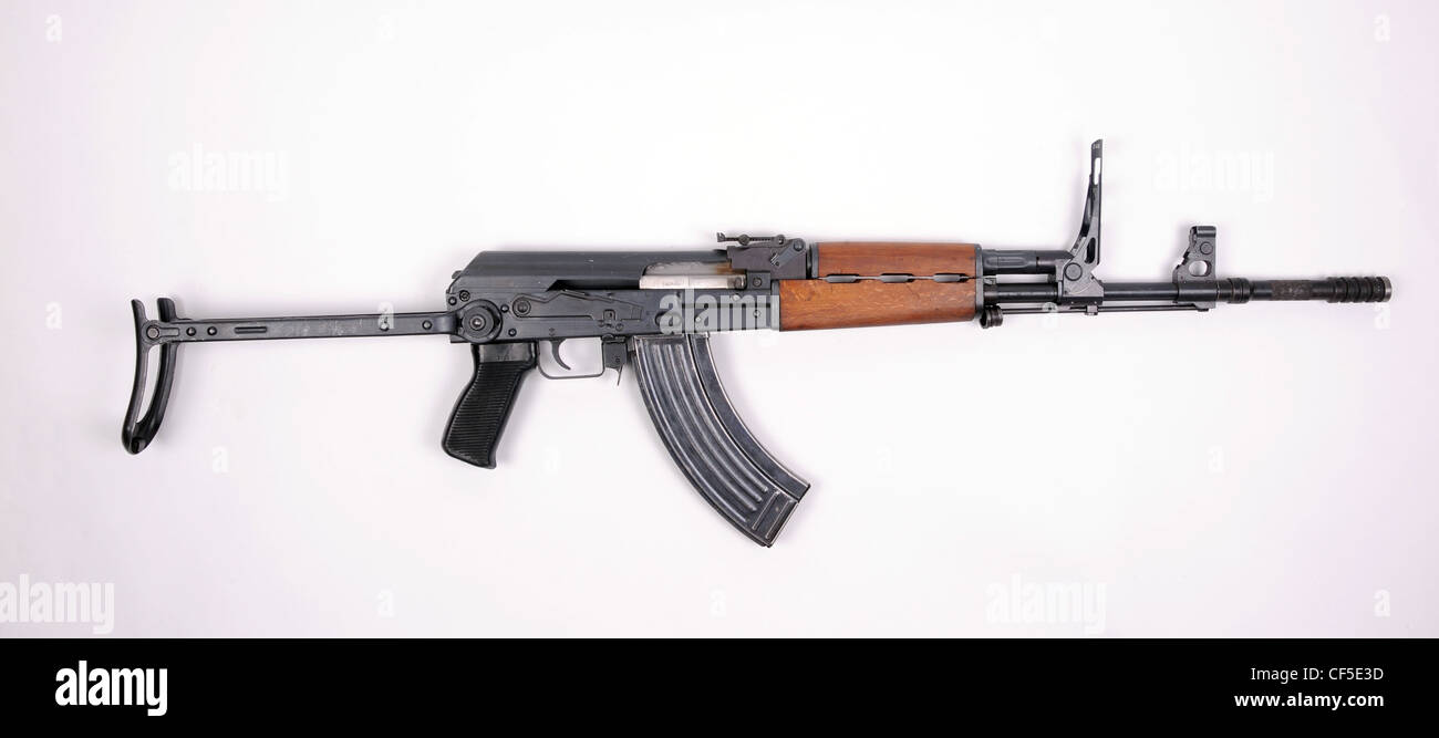 Yugoslavian M70AB2 folding stock rifle based on the Russian AKMS but with an added integral grenade launcher Stock Photo