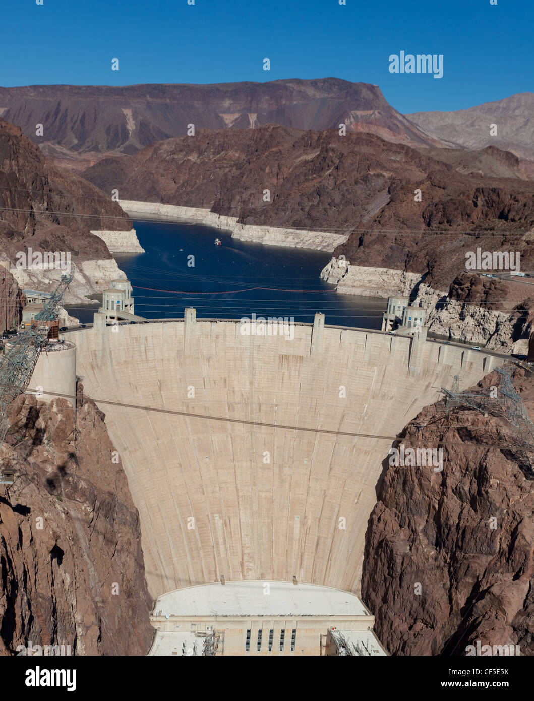 Hoover Dam on Colorado river and Lake Mead Arizona Stock Photo