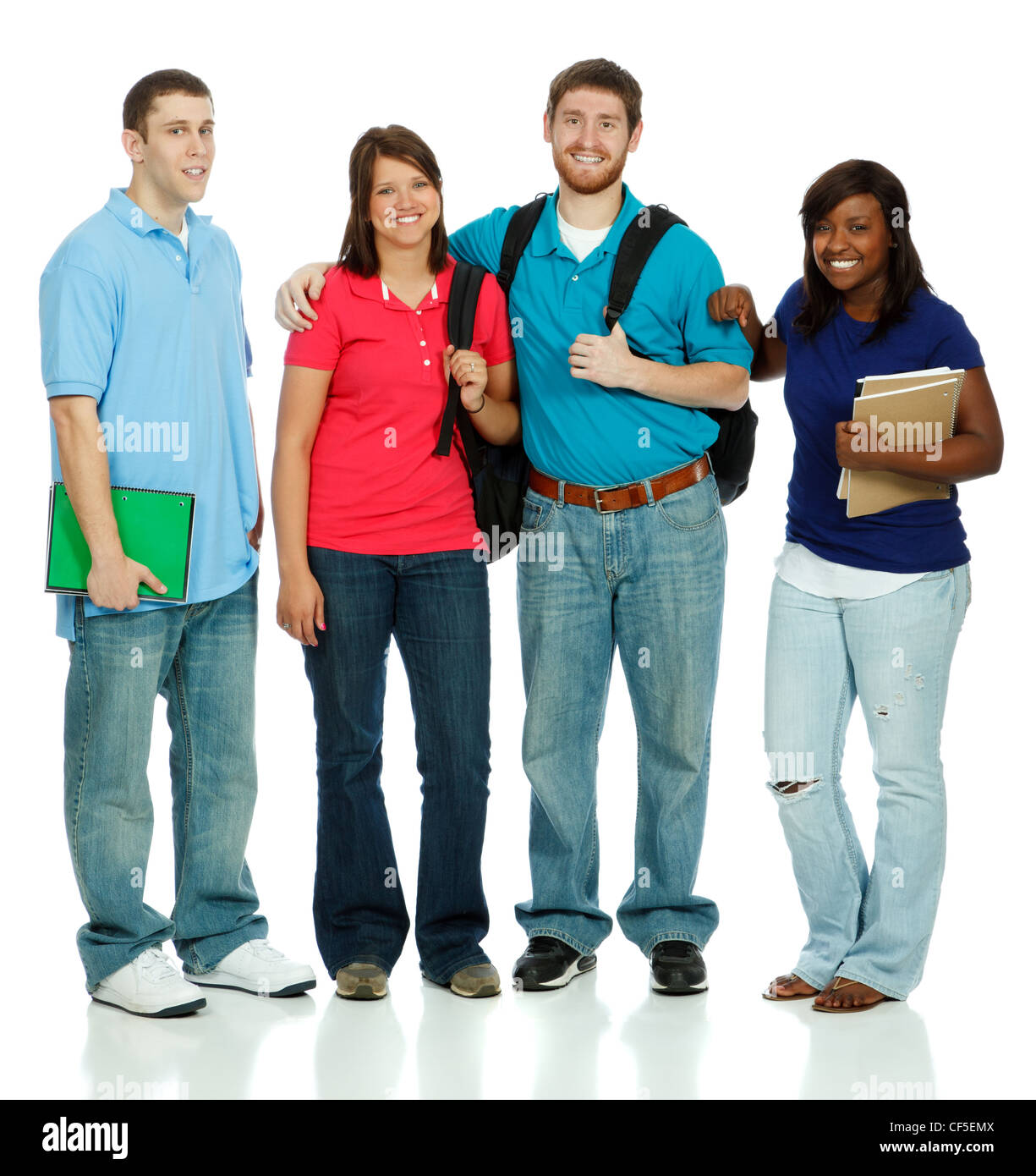 Multicultural College students/friends, male and female Stock Photo
