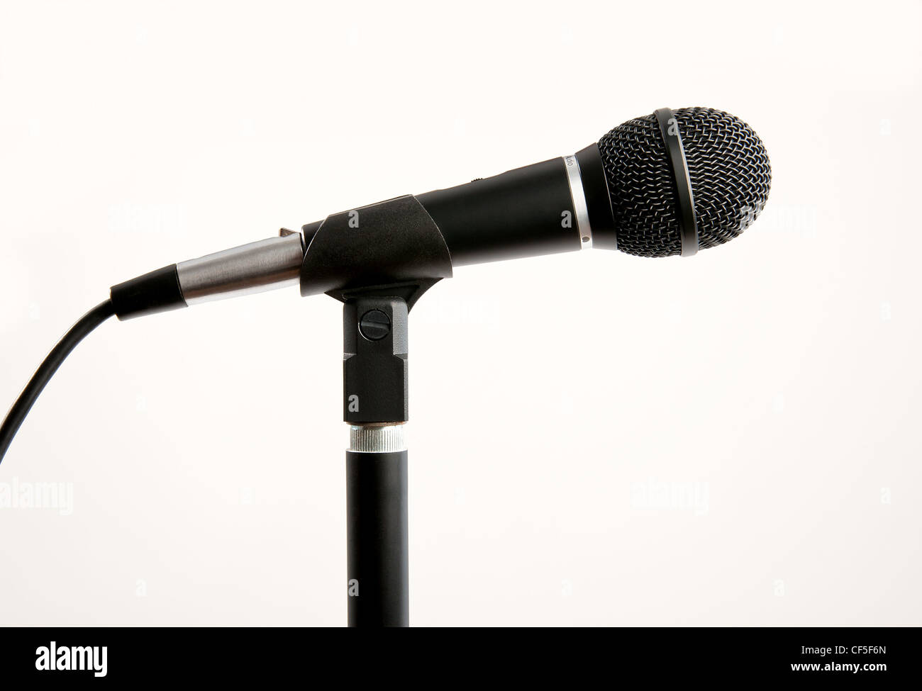 Mic on stand with white background Stock Photo