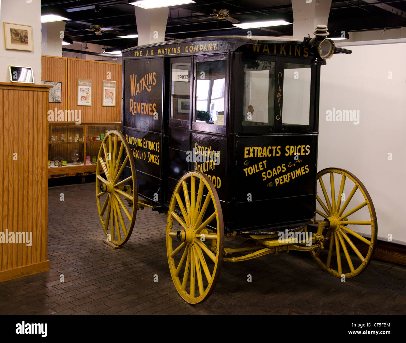 Wagon at the Watkins Museum and Store in Winona, Minnesota which has