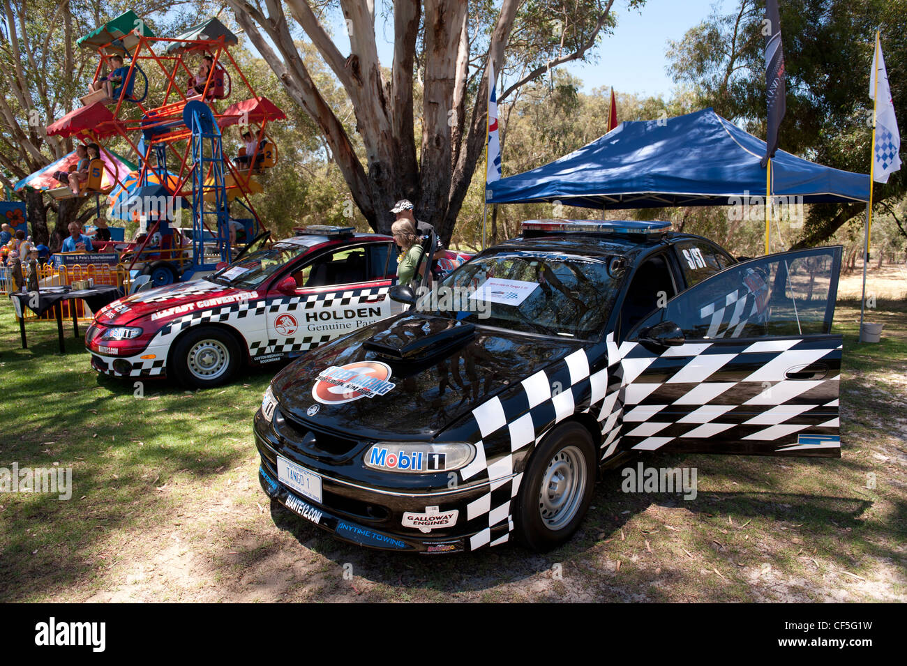 Cars of Tango 1 Police Drag Racing program, designed to lower perceived barriers between the police and local youth. Perth, WA Stock Photo