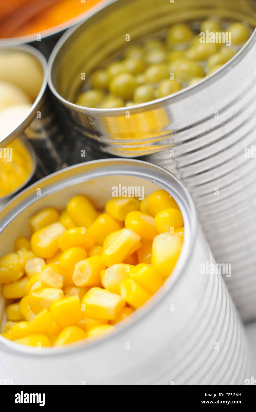 Years Of The Tin Can A still life image of a group of opened vegetable