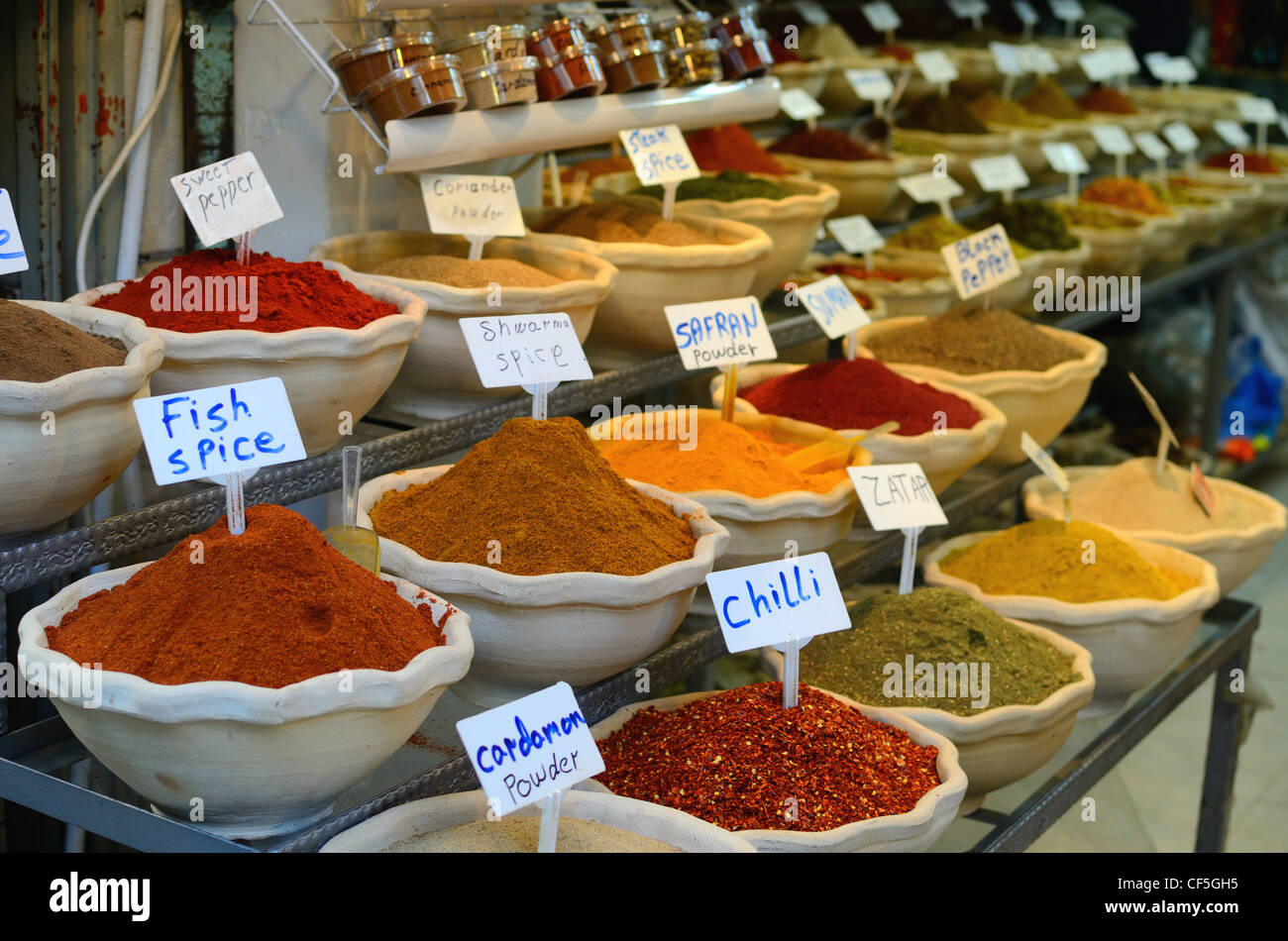 Spices in an arab suq Stock Photo