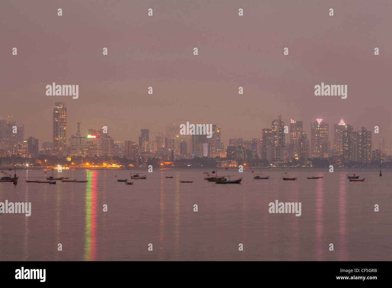 Mumbai skyline across river, India Stock Photo