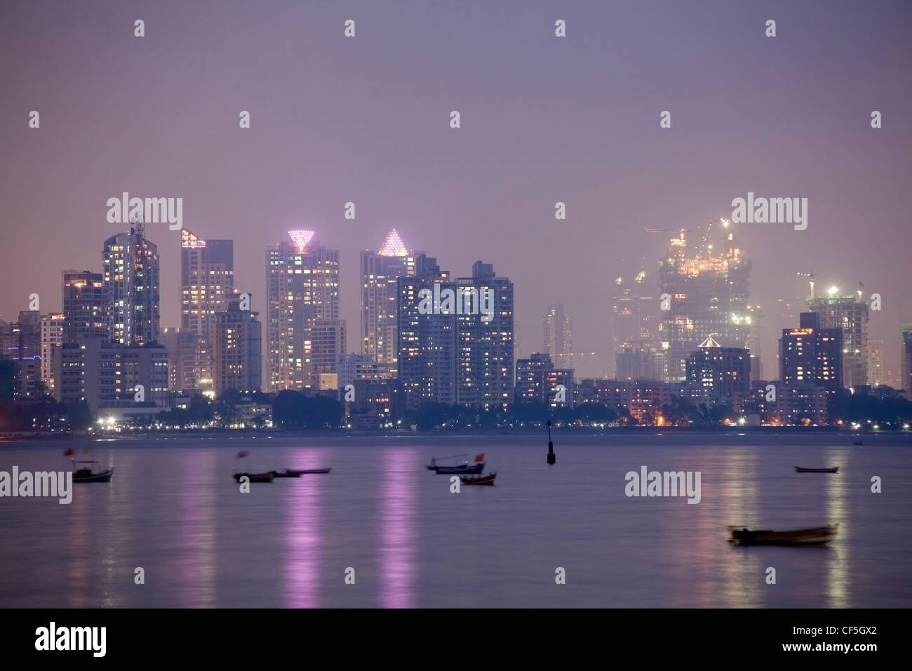 Mumbai skyline across river, India Stock Photo