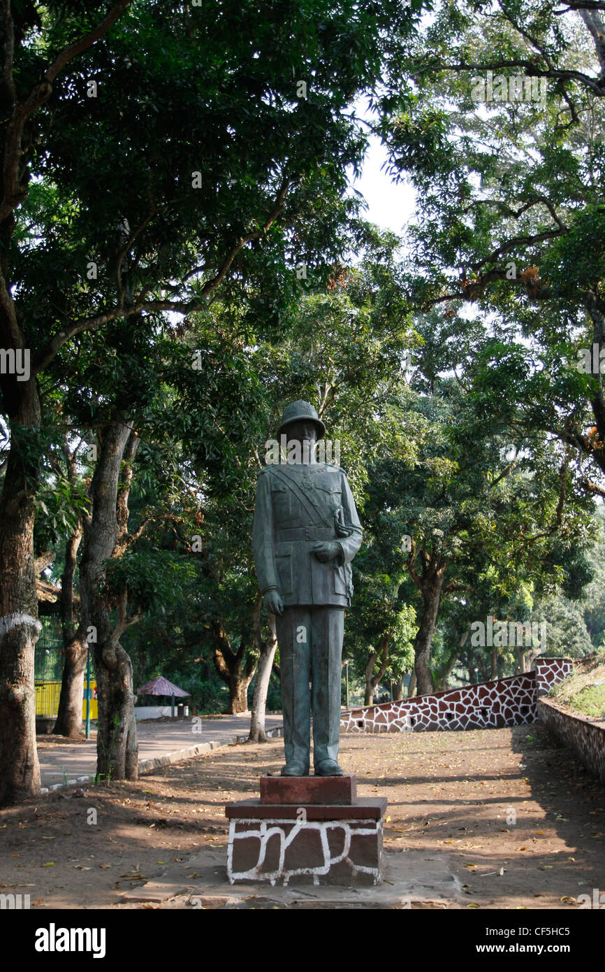 King Albert I statue stands in the grounds of the Ethnographic Museum. Ngaliema, Kinshasa, Democratic republic of Congo. Stock Photo